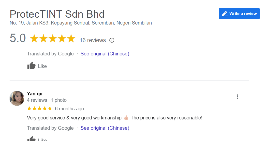 Customer Review - Very good service & very good workmanship 👍🏼 The price is also very reasonable!